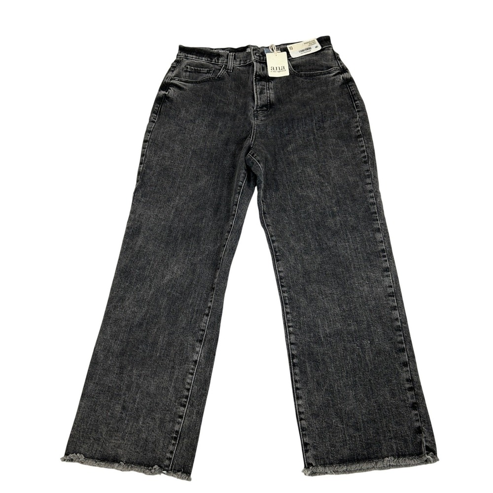 A.N.A. A New‎ Approach Highest-Rise Straight Jeans Black Acid Wash Size 10x37